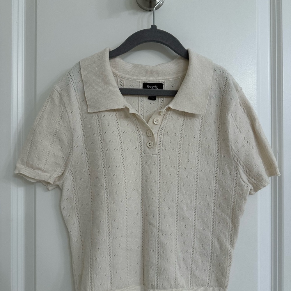 Pacsun Cream Knit Polo Tee